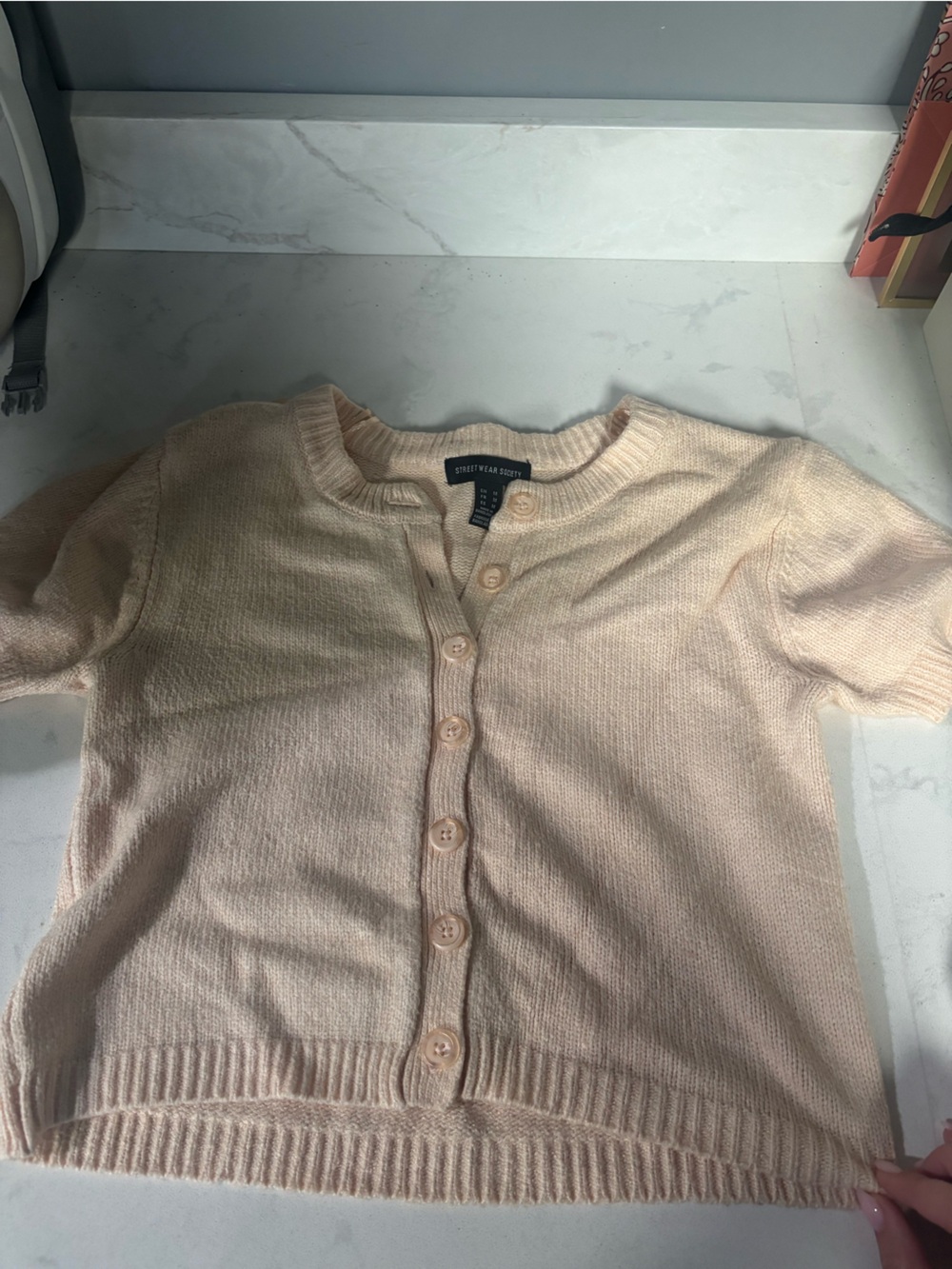 Streetwear Society Cream Button-Front Knit Cardigan